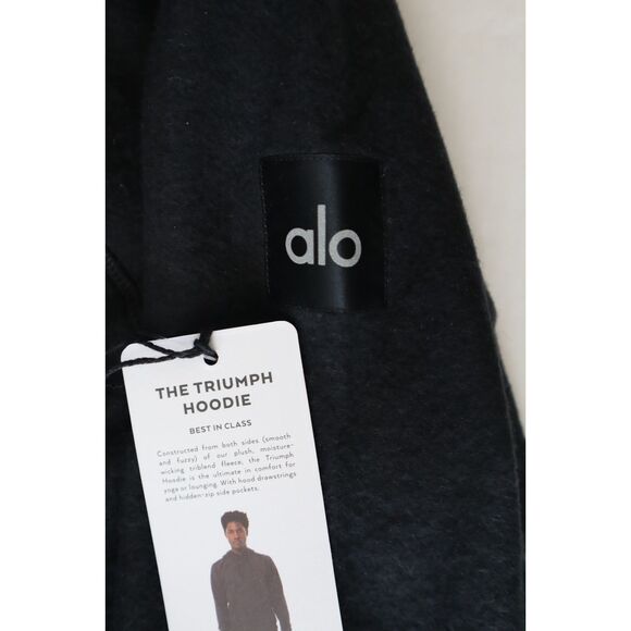 Alo Yoga M3109R Men's Sz 2XL Black The Triumph Tri-Blend Fleece Hoodie - Picture 10 of 14